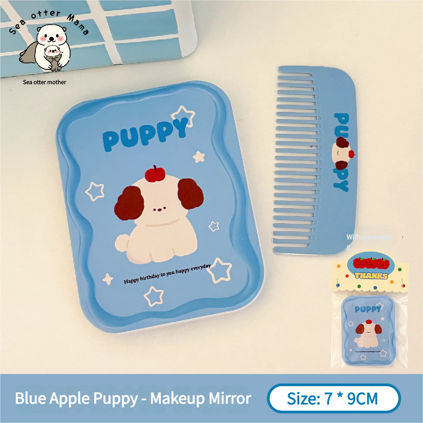 1/4 Pcs Cute little mirror, girl's portable mini makeup mirror, foldable makeup mirror, creative mirror comb