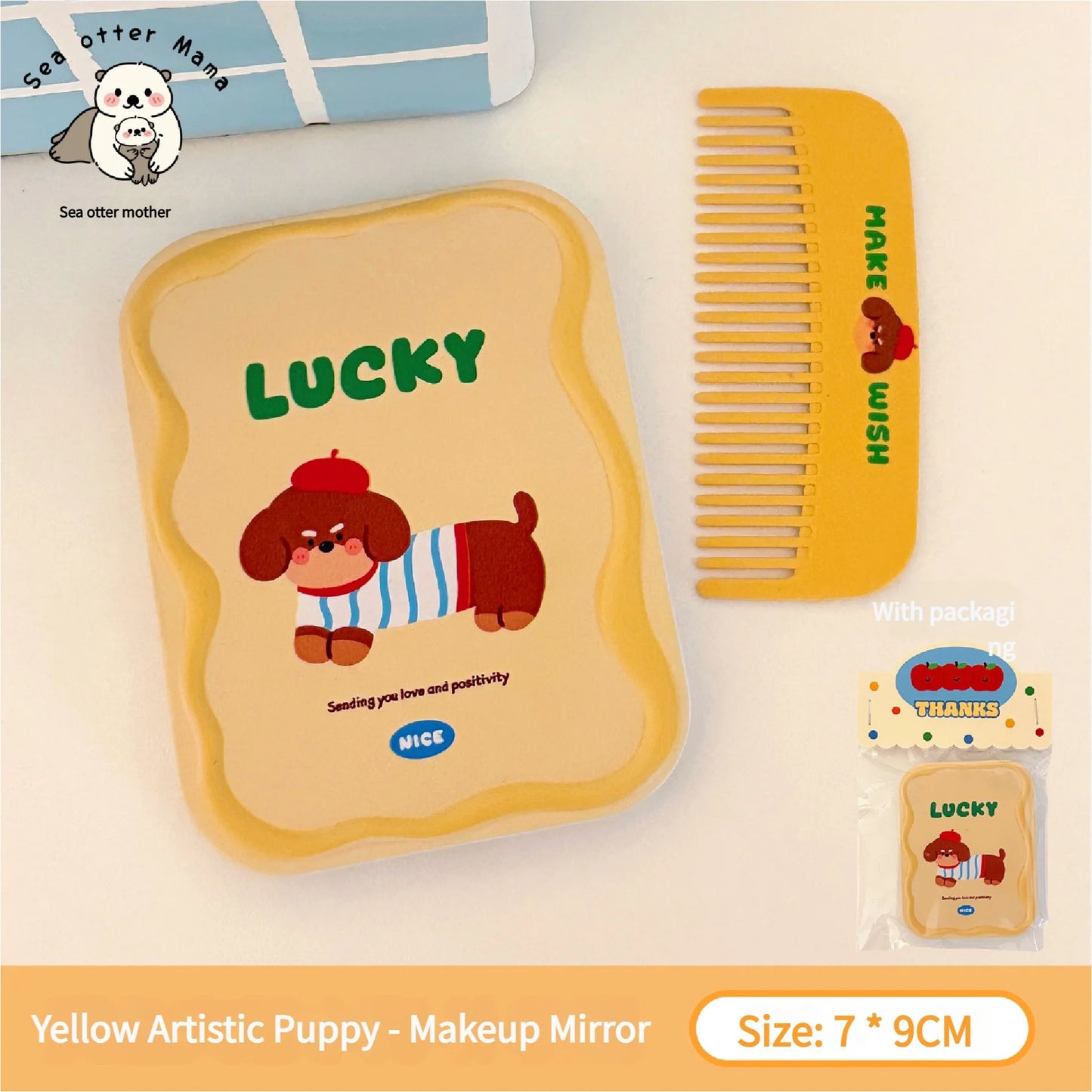 1/4 Pcs Cute little mirror, girl's portable mini makeup mirror, foldable makeup mirror, creative mirror comb