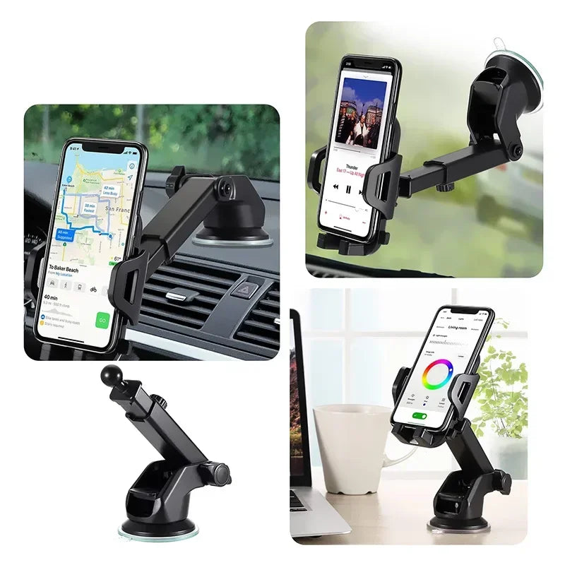 Multi-Mount Car Phone Holder – Dashboard, Windshield & Air Vent Compatible with All iPhones