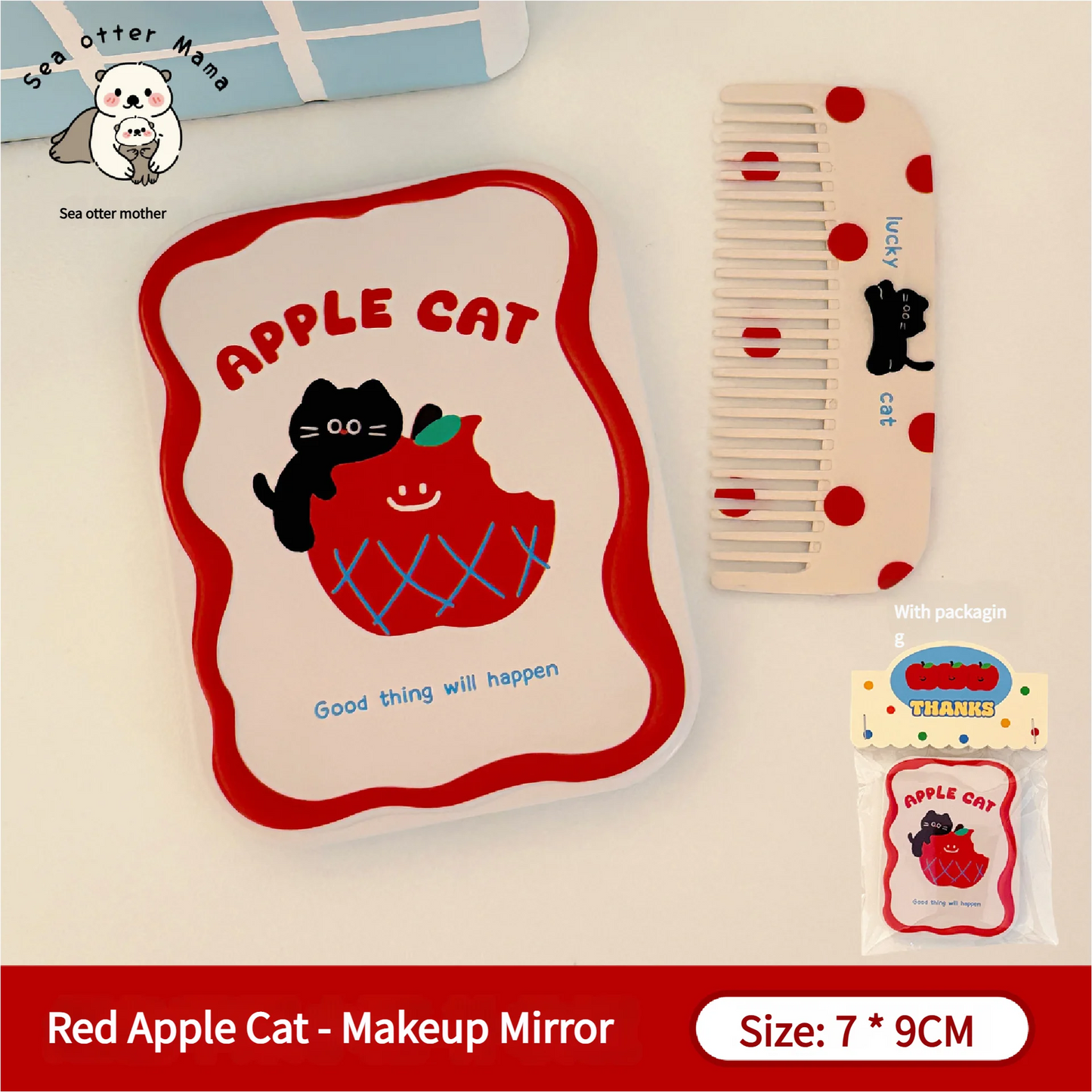 1/4 Pcs Cute little mirror, girl's portable mini makeup mirror, foldable makeup mirror, creative mirror comb